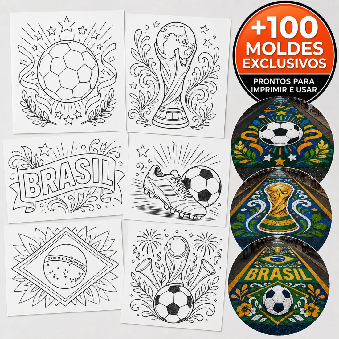+100 moldes exclusivos para pintar a rua na Copa, prontos para imprimir e usar: do molde ao resultado pintado na rua