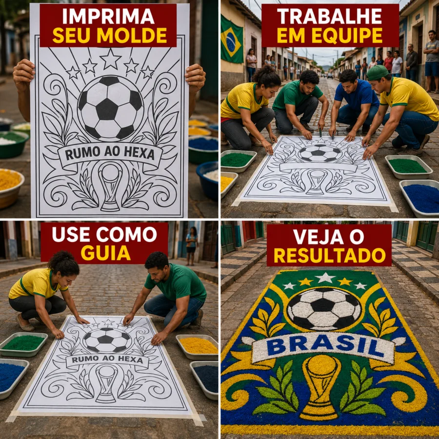 Imprima seu molde, trabalhe em equipe, use como guia e veja o resultado pintado na rua